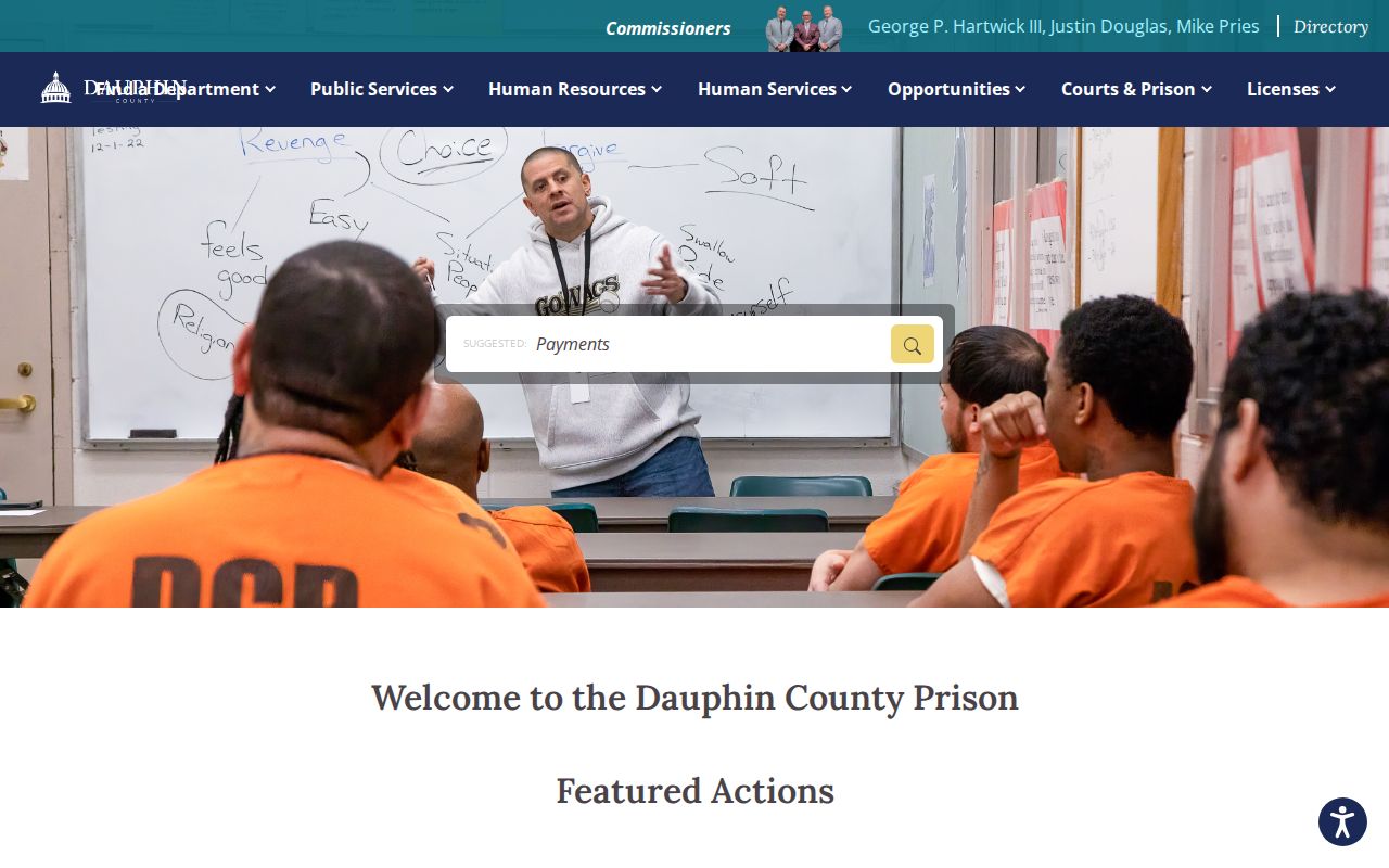 Dauphin County arrest lookup prison page