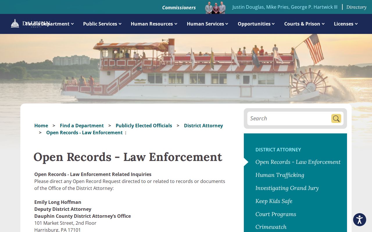 Dauphin County arrest record request route