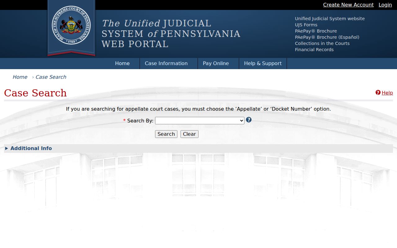 Dauphin County criminal court case search in UJS