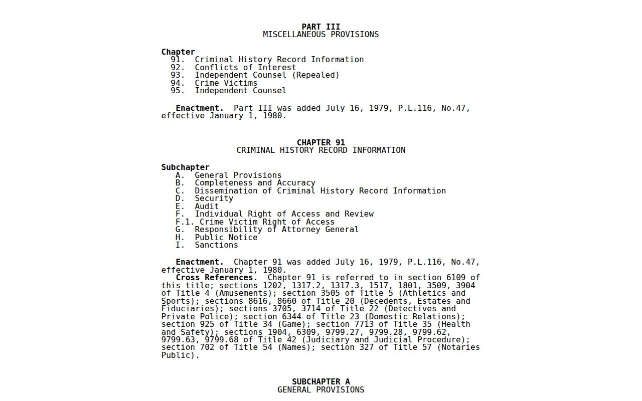 Pennsylvania criminal history law covering Dauphin County expungement
